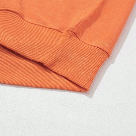 Orange Casual Women's Lantern Sleeve Button Half Placket Loose Sweatshirt - Picture 8 of 11